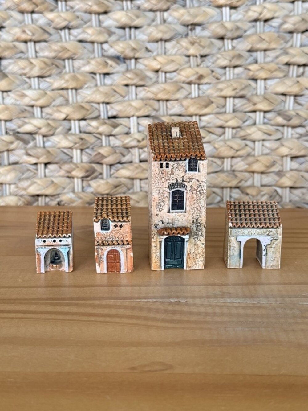 4 Gault Ceramic Miniature PROVENCE HOUSES Buildings France {See Wear On Houses}